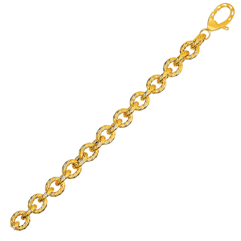 Textured Oval Link Bracelet in 14k Yellow Gold - Premium Bracelets - Just $1466.99! Shop now at Pulse Designer Fashion