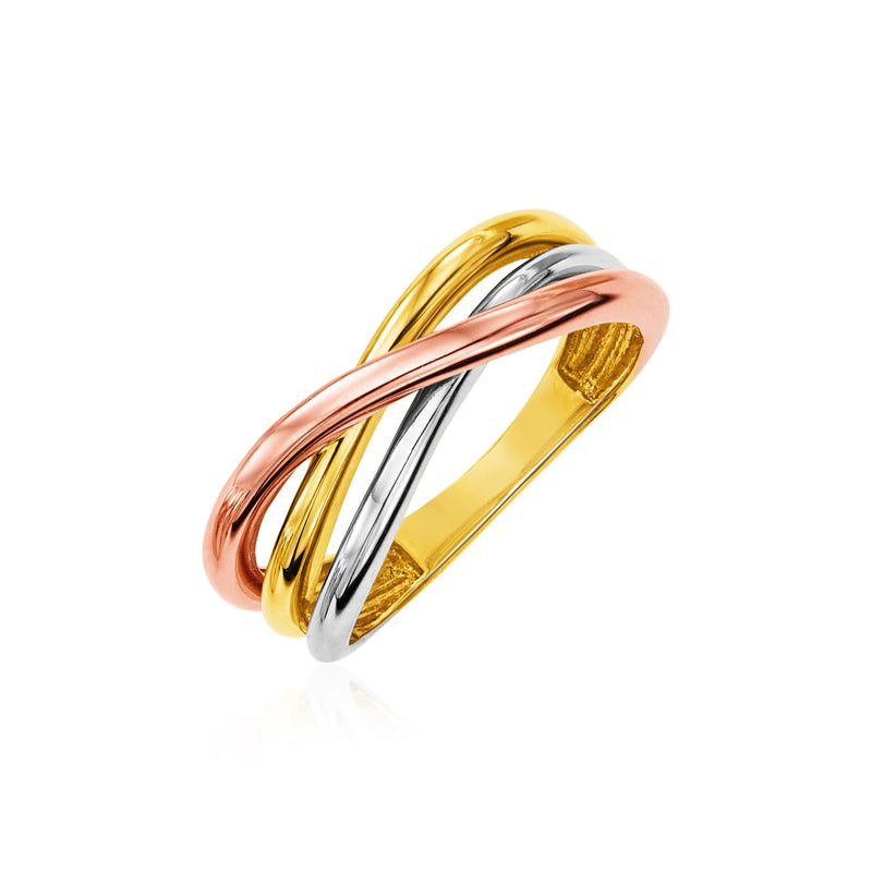 14k Tri Color Gold Twist Style Ring - Premium Rings - Just $726.99! Shop now at Pulse Designer Fashion