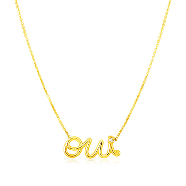 14K Yellow Gold Oui Necklace with Diamond - Premium Necklaces - Just $467.99! Shop now at Pulse Designer Fashion