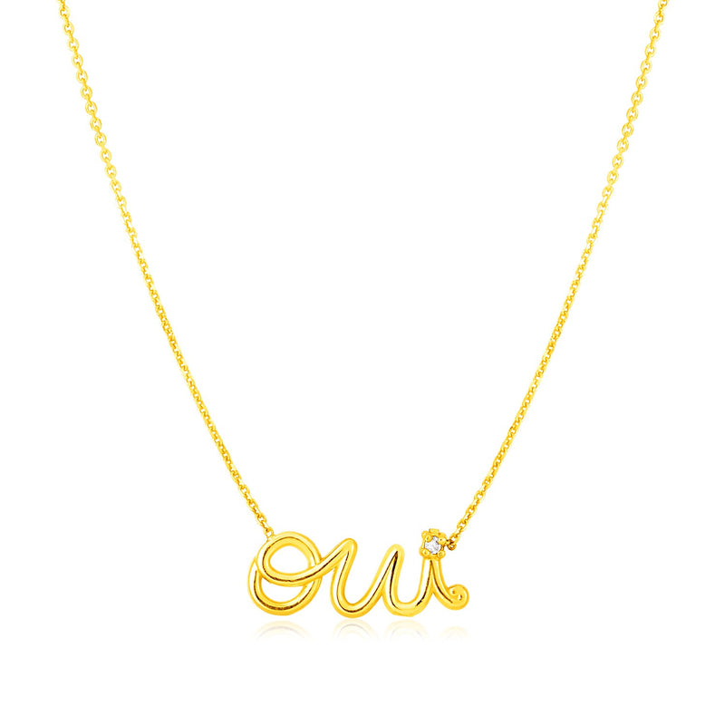 14K Yellow Gold Oui Necklace with Diamond - Premium Necklaces - Just $467.99! Shop now at Pulse Designer Fashion