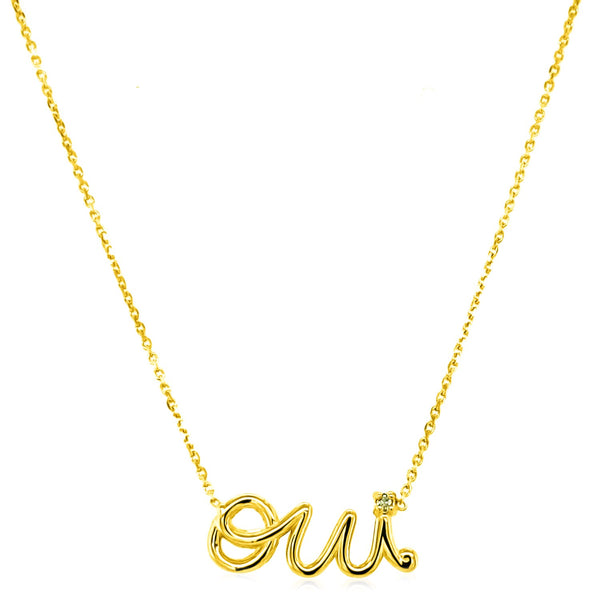 14K Yellow Gold Oui Necklace with Diamond - Premium Necklaces - Just $467.99! Shop now at Pulse Designer Fashion