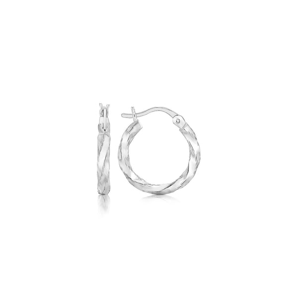 Sterling Silver Polished Twist Design Hoop Earrings - Premium Earrings - Just $75.99! Shop now at Pulse Designer Fashion