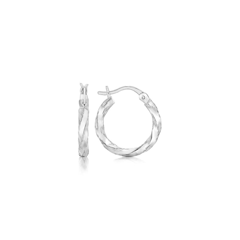 Sterling Silver Polished Twist Design Hoop Earrings - Premium Earrings - Just $75.99! Shop now at Pulse Designer Fashion