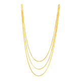 14k Yellow Gold Three Strand Herringbone Chain Necklace - Premium Necklaces - Just $1635.99! Shop now at Pulse Designer Fashion