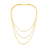 14k Yellow Gold Three Strand Herringbone Chain Necklace - Premium Necklaces - Just $1635.99! Shop now at Pulse Designer Fashion