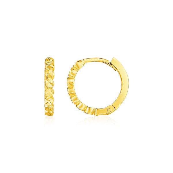 14k Yellow Gold Petite Textured Round Hoop Earrings - Premium Earrings - Just $219.99! Shop now at Pulse Designer Fashion