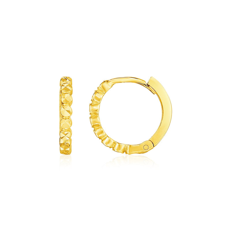 14k Yellow Gold Petite Textured Round Hoop Earrings - Premium Earrings - Just $228.99! Shop now at Pulse Designer Fashion