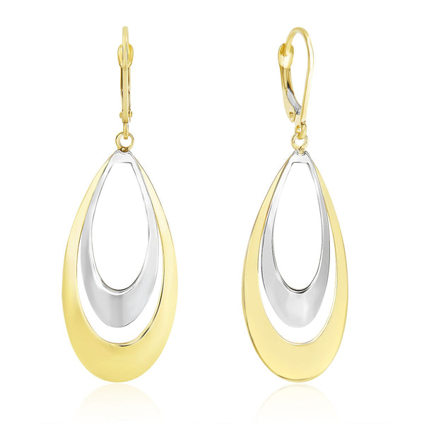 14k Two-Tone Gold Graduated Open Double Teardrop Earrings - Premium Earrings - Just $572.99! Shop now at Pulse Designer Fashion