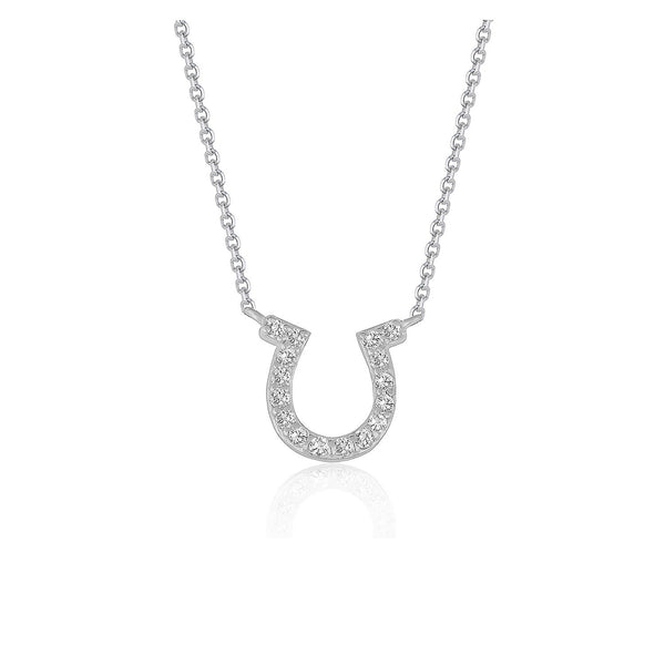 14k White Gold Horseshoe Design Diamond Pendant - Premium Necklaces - Just $816.99! Shop now at Pulse Designer Fashion