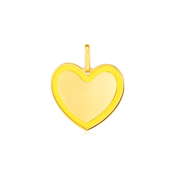 14k Yellow Gold and Yellow Enamel Heart Pendant - Premium Pendants - Just $255.99! Shop now at Pulse Designer Fashion