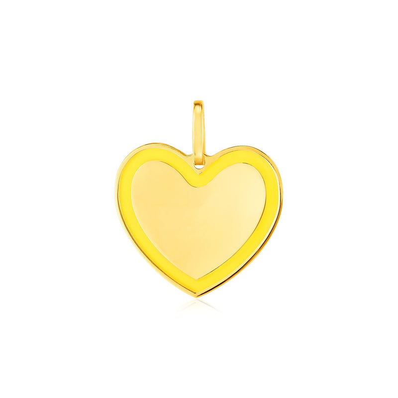 14k Yellow Gold and Yellow Enamel Heart Pendant - Premium Pendants - Just $235.99! Shop now at Pulse Designer Fashion