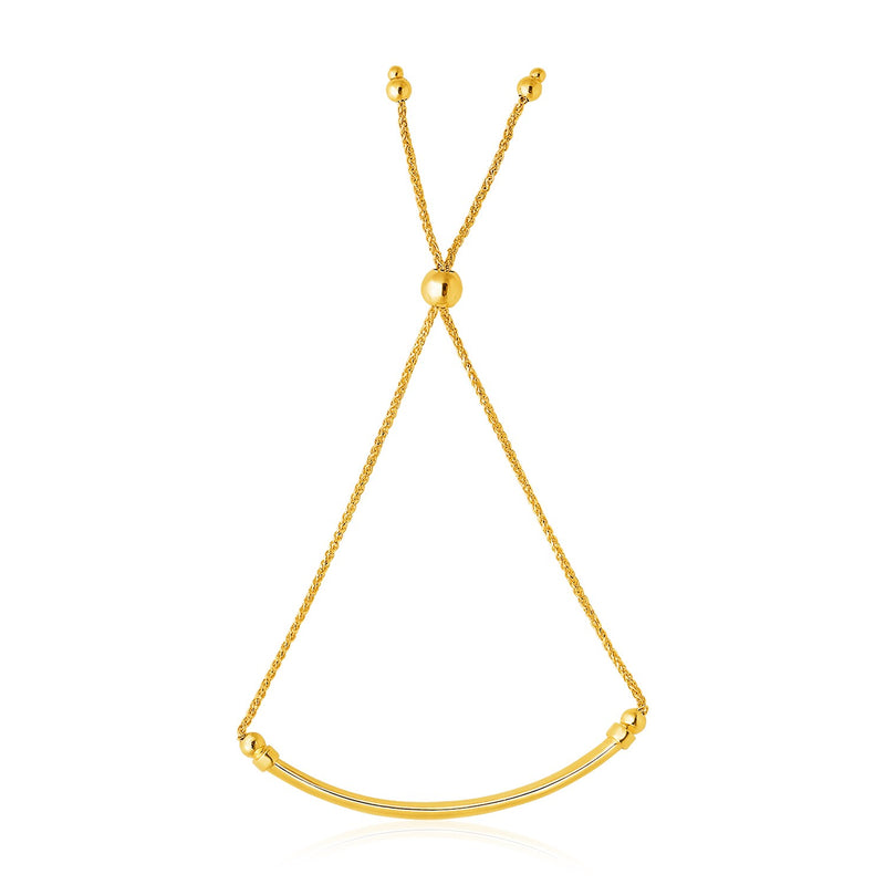 14k Yellow Gold Smooth Curved Bar and Lariat Style Bracelet - Premium Bracelets - Just $497.99! Shop now at Pulse Designer Fashion