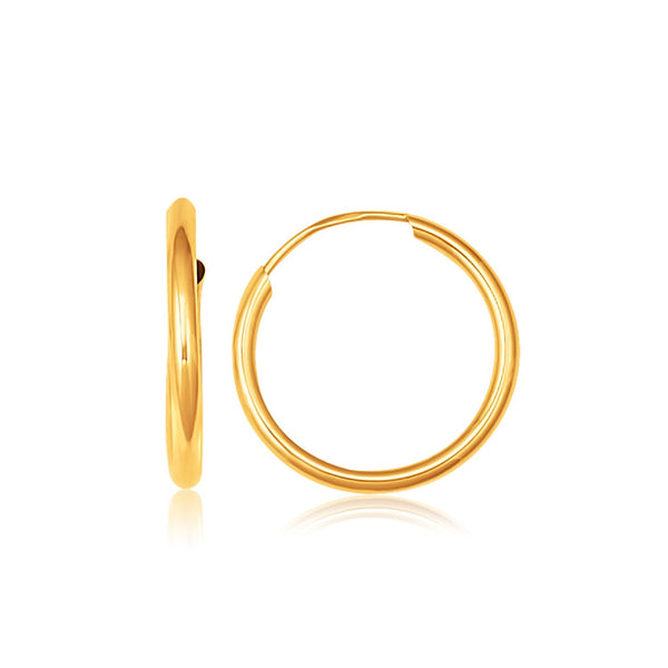 10k Yellow Gold Polished Endless Hoop Earrings (16mm Diameter) - Premium Earrings - Just $78.99! Shop now at Pulse Designer Fashion