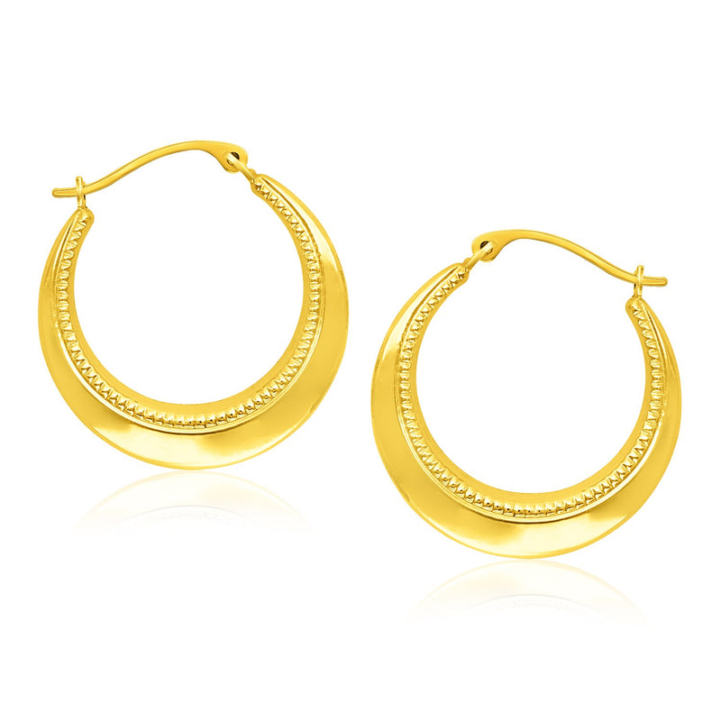 14k Yellow Gold Round Rope Texture Hoop Earrings - Premium Earrings - Just $187.99! Shop now at Pulse Designer Fashion