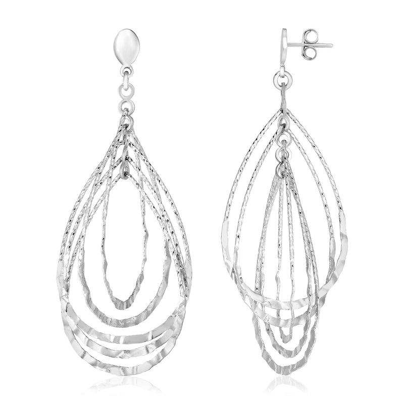 Sterling Silver Textured Teardrop Motif Dangle Earrings - Premium Earrings - Just $128.99! Shop now at Pulse Designer Fashion