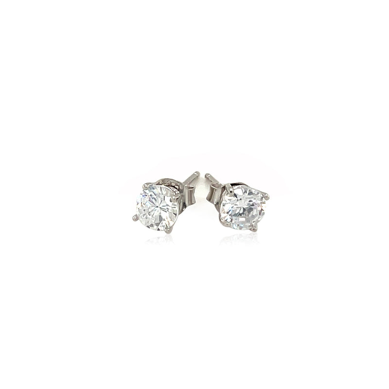 Sterling Silver Stud Earrings with White Hue Faceted Cubic Zirconia - Premium Earrings - Just $22.99! Shop now at Pulse Designer Fashion