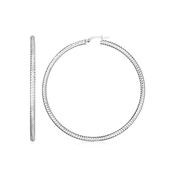 Sterling Silver Large Hoop Earrings with Braid Texture - Premium Earrings - Just $58.99! Shop now at Pulse Designer Fashion