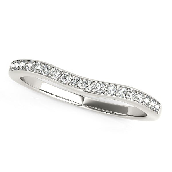 14k White Gold Curved Diamond Wedding Ring (1/4 cttw) - Premium Rings - Just $1359.99! Shop now at Pulse Designer Fashion