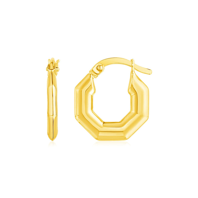 14k Yellow Gold Octagon Hoop Earrings - Premium Earrings - Just $242.99! Shop now at Pulse Designer Fashion