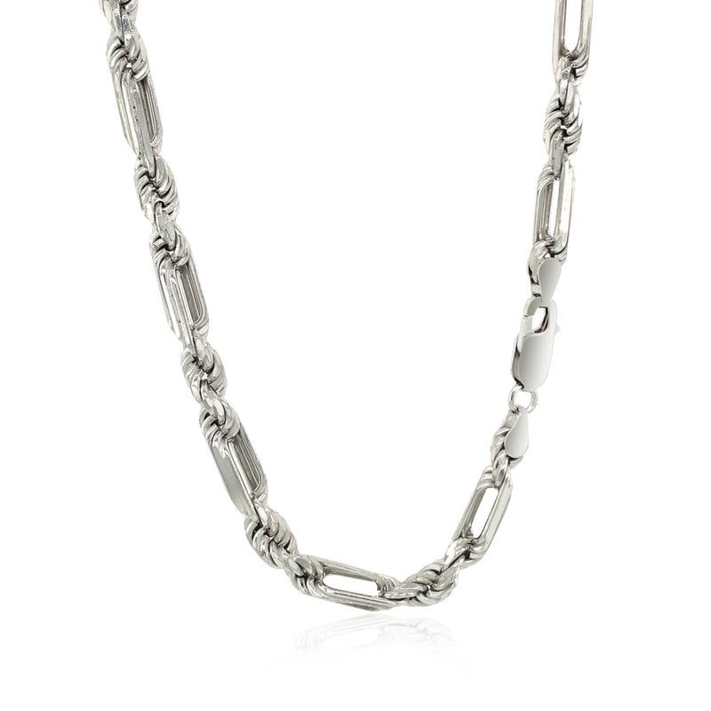 Sterling Silver Rhodium Plated Figarope Chain 5.0mm - Premium Chains - Just $441.99! Shop now at Pulse Designer Fashion