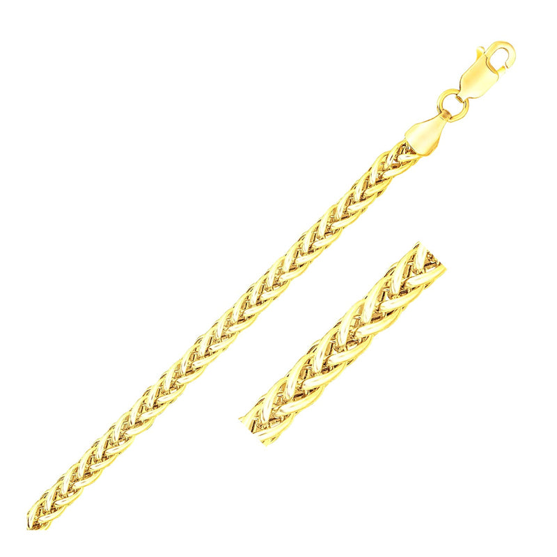 3.3mm 14k Yellow Gold Light Weight Wheat Bracelet - Premium Bracelets - Just $639.99! Shop now at Pulse Designer Fashion