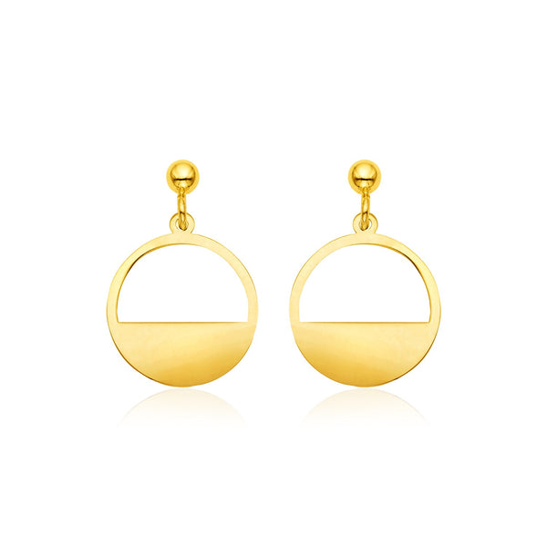 14k Yellow Gold Half Open Circle Earrings - Premium Earrings - Just $465.99! Shop now at Pulse Designer Fashion