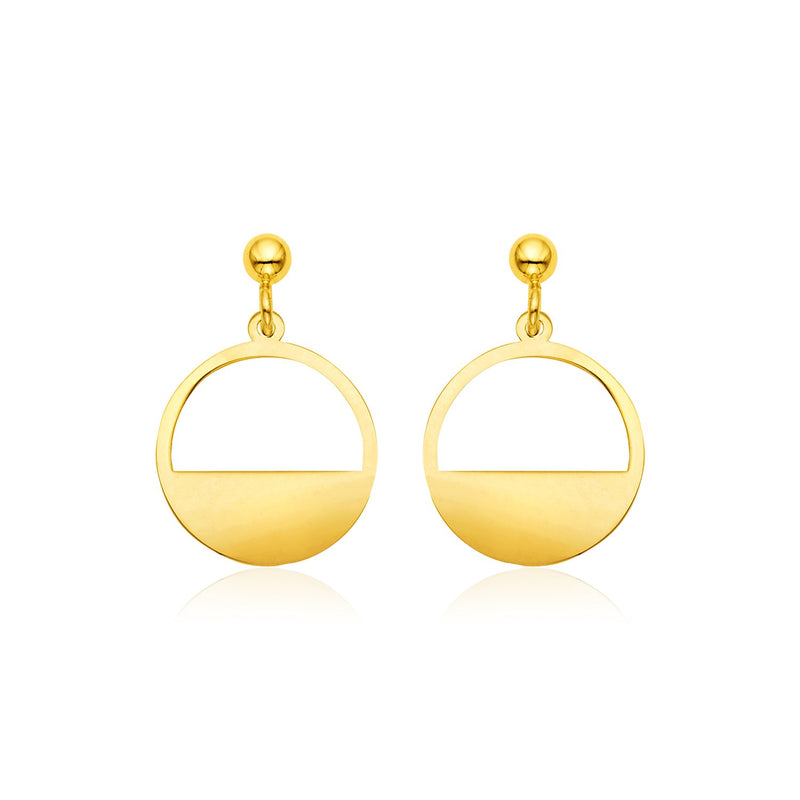 14k Yellow Gold Half Open Circle Earrings - Premium Earrings - Just $465.99! Shop now at Pulse Designer Fashion