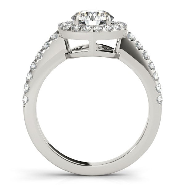 14k White Gold Classic with Pave Halo Diamond Engagement Ring (1 1/2 cttw) - Premium Rings - Just $6860.99! Shop now at Pulse Designer Fashion