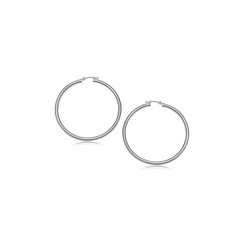 10k White Gold Polished Hoop Earrings (15 mm) - Premium Earrings - Just $193.99! Shop now at Pulse Designer Fashion