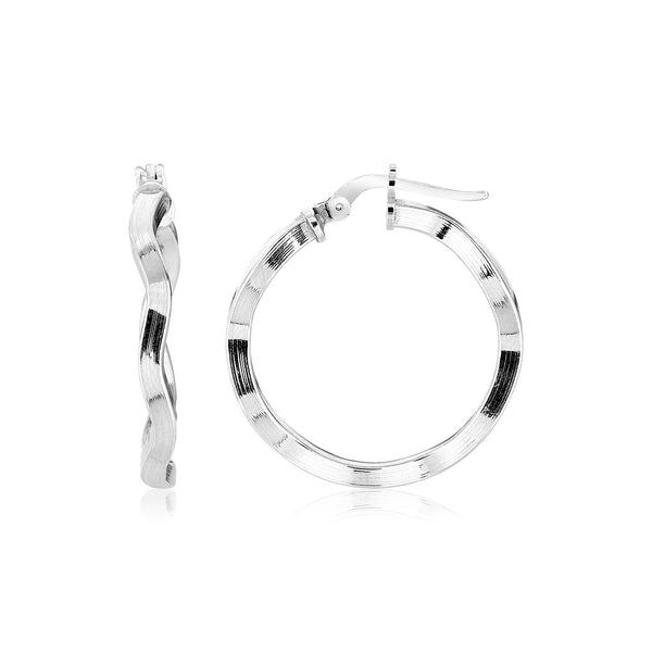 Sterling Silver Round Polished Wavy Profile Hoop Earrings - Premium Earrings - Just $41.99! Shop now at Pulse Designer Fashion