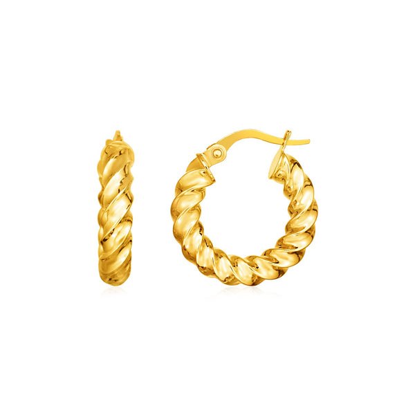 14k Yellow Gold Polished Twisted Hoop Earrings - Premium Earrings - Just $364.99! Shop now at Pulse Designer Fashion