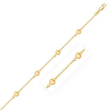 14k Yellow Gold Rolo Chain Bracelet with Puffed Heart Stations - Premium Bracelets - Just $632.99! Shop now at Pulse Designer Fashion