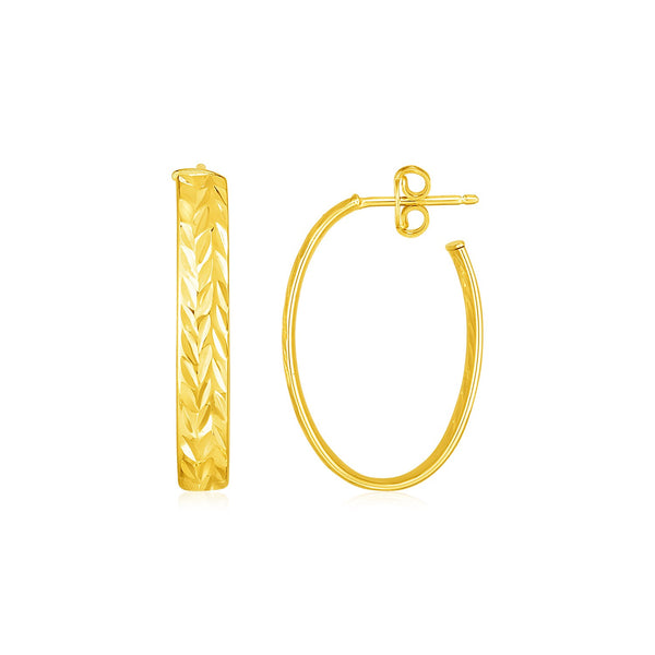 14k Yellow Gold Textured Oval Hoop Earrings - Premium Earrings - Just $597.99! Shop now at Pulse Designer Fashion