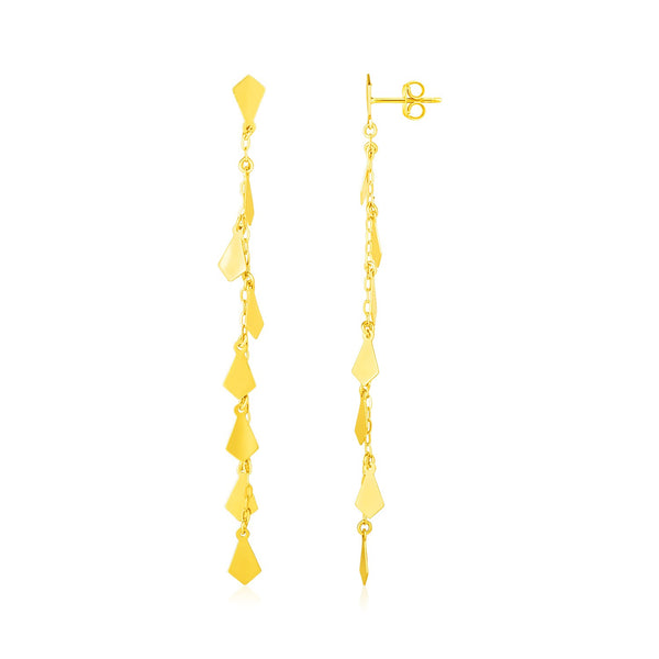 14K Yellow Gold Polished Diamond Motif Dangle Earrings - Premium Earrings - Just $368.99! Shop now at Pulse Designer Fashion