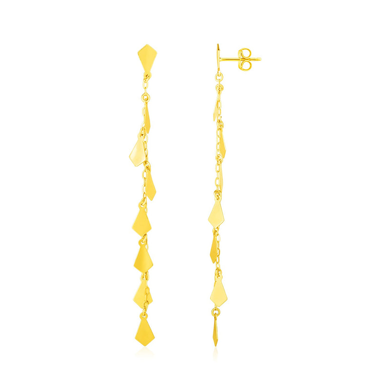 14K Yellow Gold Polished Diamond Motif Dangle Earrings - Premium Earrings - Just $339.99! Shop now at Pulse Designer Fashion