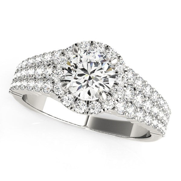 14k White Gold Graduated Pave Set Shank Diamond Engagement Ring (1 5/8 cttw) - Premium Rings - Just $7989.99! Shop now at Pulse Designer Fashion