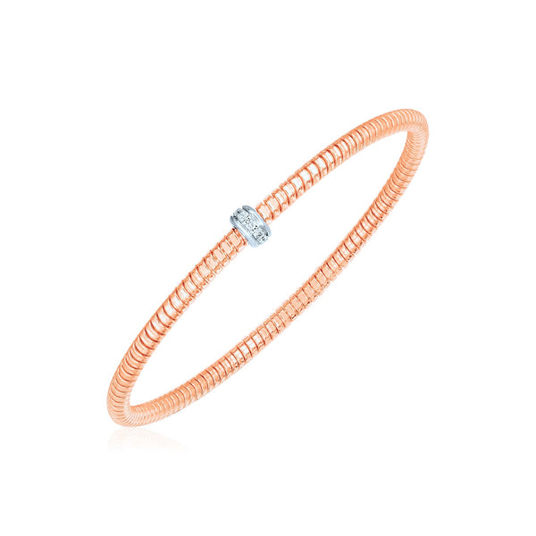 14k Rose Gold Stretch Bangle with Diamonds - Premium Bangles - Just $1589.99! Shop now at Pulse Designer Fashion