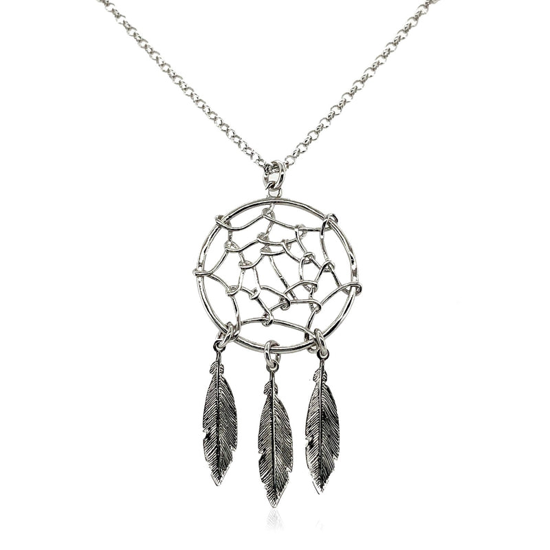 Sterling Silver 17 inch Necklace with Dream Catcher Pendant - Premium Pendants - Just $116.99! Shop now at Pulse Designer Fashion