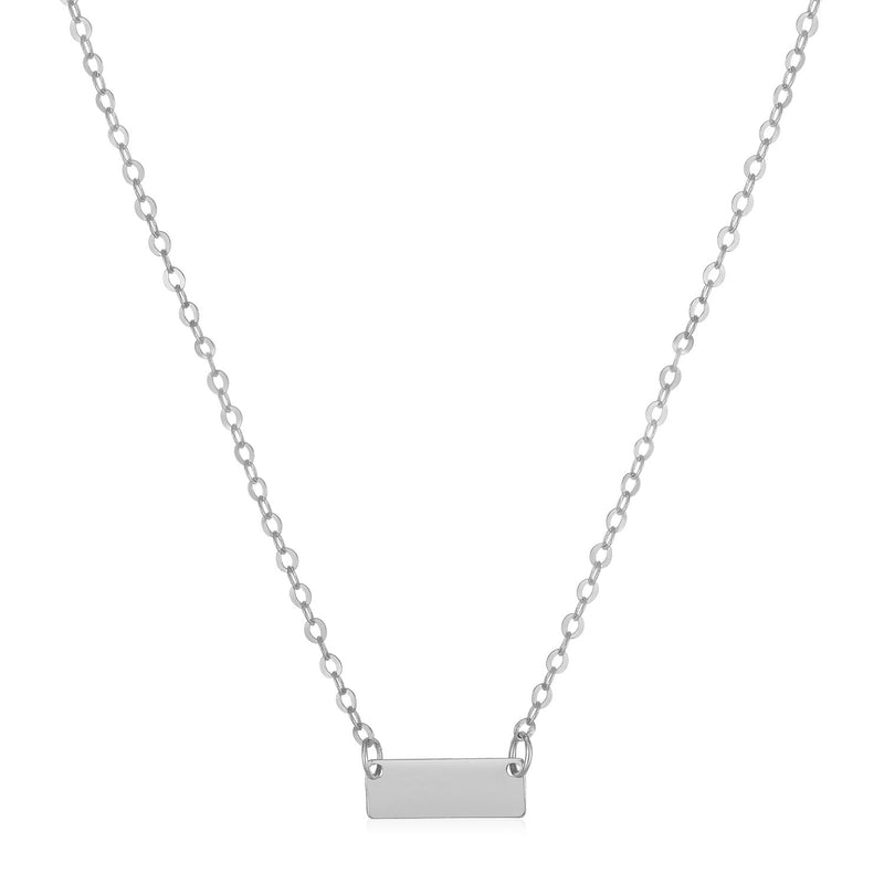 14k White Gold Polished Mini Bar Necklace - Premium Necklaces - Just $185.99! Shop now at Pulse Designer Fashion