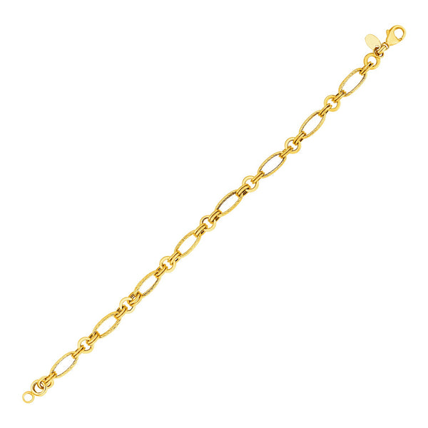 14k Yellow Gold Twisted and Polished Link Bracelet - Premium Bracelets - Just $852.99! Shop now at Pulse Designer Fashion