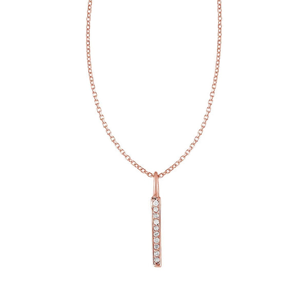 14k Rose Gold Bar Pendant with Diamonds - Premium Pendants - Just $589.99! Shop now at Pulse Designer Fashion