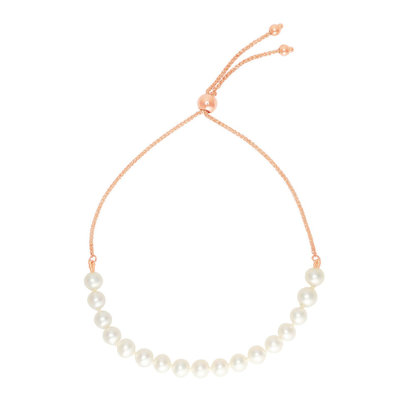 14k Rose Gold Adjustable Friendship Bracelet with Pearls - Premium Bracelets - Just $343.99! Shop now at Pulse Designer Fashion