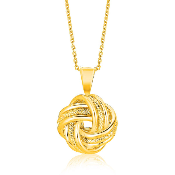 14k Yellow Gold Polished Love Knot Pendant with Ridges - Premium Pendants - Just $636.99! Shop now at Pulse Designer Fashion