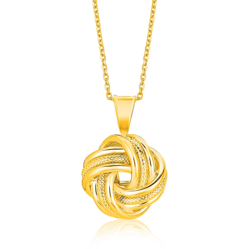 14k Yellow Gold Polished Love Knot Pendant with Ridges - Premium Pendants - Just $636.99! Shop now at Pulse Designer Fashion