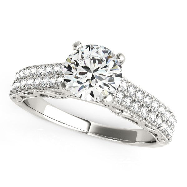 14k White Gold Pronged Diamond Antique Style Engagement Ring (1 1/3 cttw) - Premium Rings - Just $7315.99! Shop now at Pulse Designer Fashion