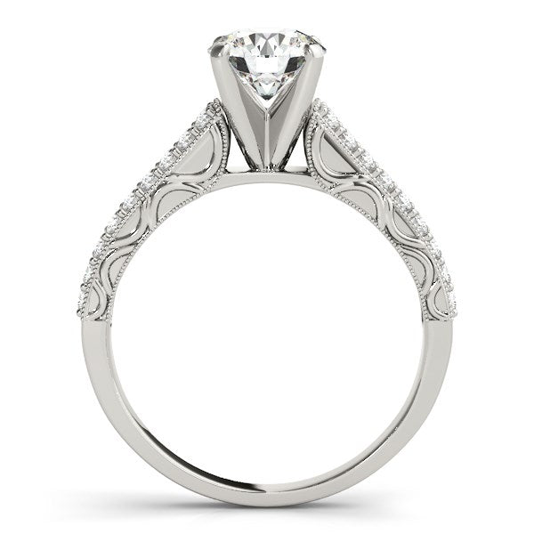 14k White Gold Pronged Diamond Antique Style Engagement Ring (1 1/3 cttw) - Premium Rings - Just $7315.99! Shop now at Pulse Designer Fashion