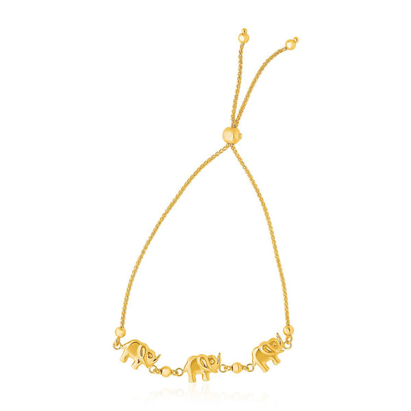 14k Yellow Gold Elephant Station Lariat Style Bracelet - Premium Bracelets - Just $533.99! Shop now at Pulse Designer Fashion