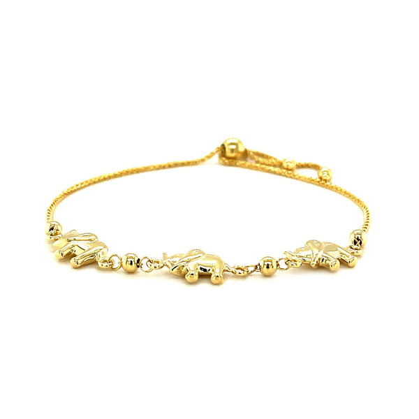 14k Yellow Gold Elephant Station Lariat Style Bracelet - Premium Bracelets - Just $586.99! Shop now at Pulse Designer Fashion