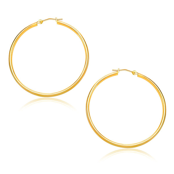 10k Yellow Gold Polished Hoop Earrings (30mm) - Premium Earrings - Just $178.99! Shop now at Pulse Designer Fashion