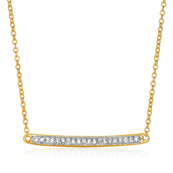 14k Yellow Gold Necklace with Gold and Diamond Bar (1/10 cttw) - Premium Necklaces - Just $785.99! Shop now at Pulse Designer Fashion